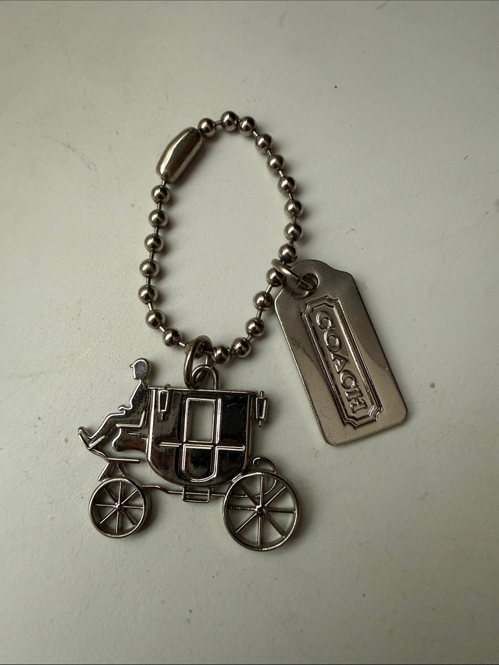 Coach Silver-Tone Carriage Charm Keychain